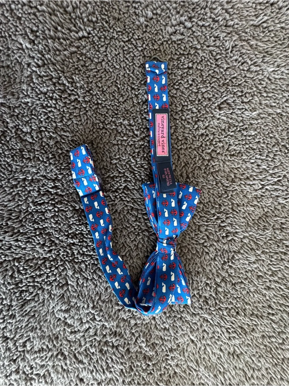 Vineyard Vines Silk Whale and Anchor Print Bow Tie - Size Kids OS